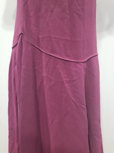 Maroon Rayon Gown with Beaded Bird Design <br> (B-37" W-30" H-38")
