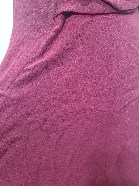 Maroon Rayon Gown with Beaded Bird Design <br> (B-37" W-30" H-38")