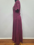 Maroon Rayon Gown with Beaded Bird Design <br> (B-37" W-30" H-38")