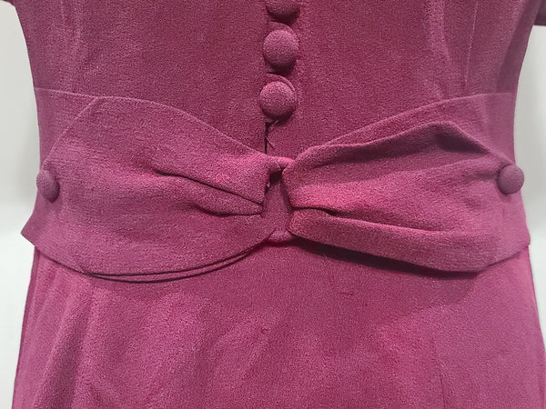 Maroon Rayon Gown with Beaded Bird Design <br> (B-37" W-30" H-38")