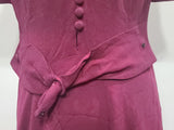 Maroon Rayon Gown with Beaded Bird Design <br> (B-37" W-30" H-38")