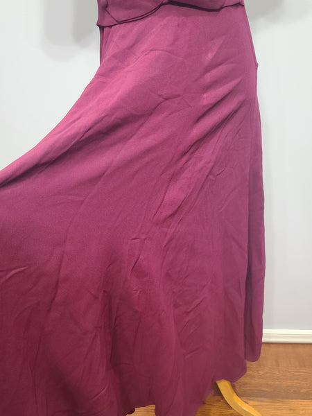 Maroon Rayon Gown with Beaded Bird Design <br> (B-37" W-30" H-38")