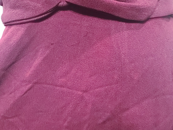 Maroon Rayon Gown with Beaded Bird Design <br> (B-37" W-30" H-38")
