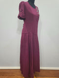 Maroon Rayon Gown with Beaded Bird Design <br> (B-37" W-30" H-38")