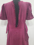 Maroon Rayon Gown with Beaded Bird Design <br> (B-37" W-30" H-38")