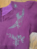 Maroon Rayon Gown with Beaded Bird Design <br> (B-37" W-30" H-38")