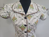 Abstract Flower Print Button Down Dress <br> (B-36" W-28.5" H-37")