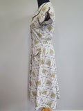 Abstract Flower Print Button Down Dress <br> (B-36" W-28.5" H-37")