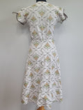 Abstract Flower Print Button Down Dress <br> (B-36" W-28.5" H-37")