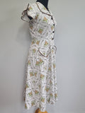 Abstract Flower Print Button Down Dress <br> (B-36" W-28.5" H-37")
