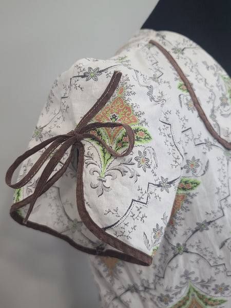 Abstract Flower Print Button Down Dress <br> (B-36" W-28.5" H-37")