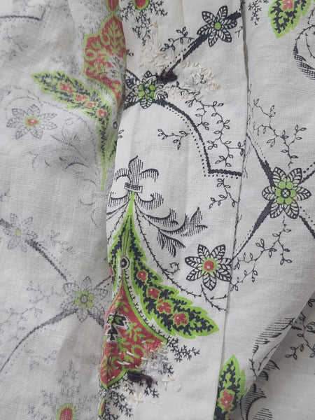 Abstract Flower Print Button Down Dress <br> (B-36" W-28.5" H-37")