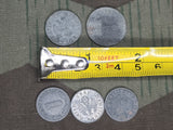 Lot of Five Wartime Reichspfennig Coins (1, 5, and 10 Rpf)