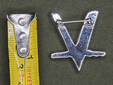 V for Victory Morse Code Rhinestone Pin