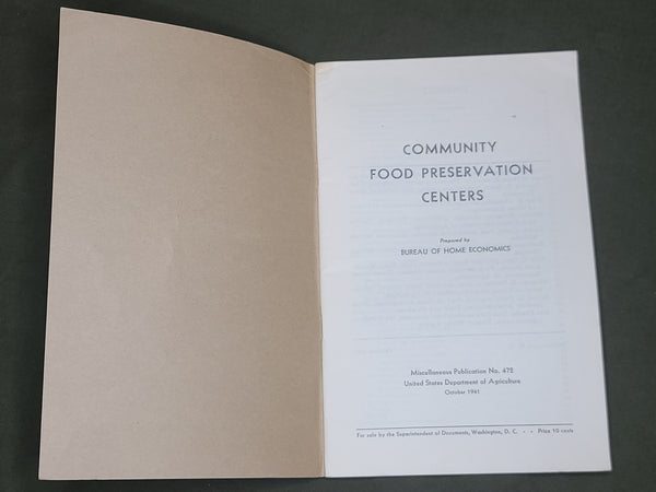 Community Food Preservation Centers Book 1941