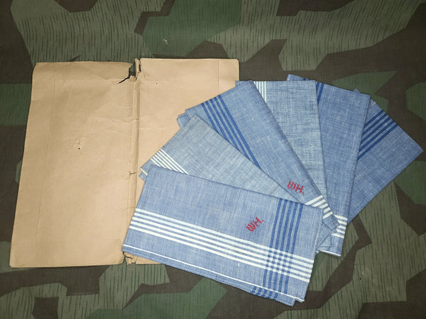 Original Lot of 6 Blue Taschentucher Handkerchiefs