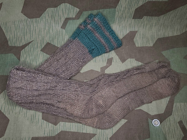 Long Gray Socks with Green Stripes