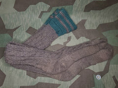 Long Gray Socks with Green Stripes