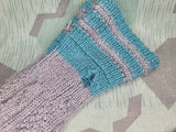 Long Gray Socks with Green Stripes