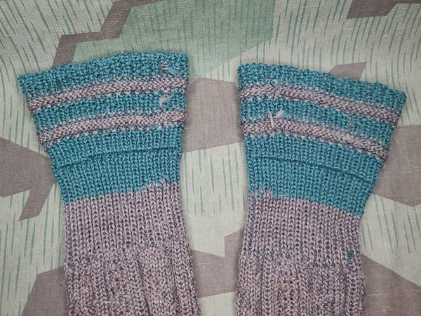 Long Gray Socks with Green Stripes