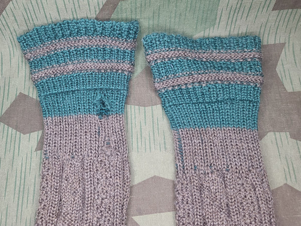 Long Gray Socks with Green Stripes