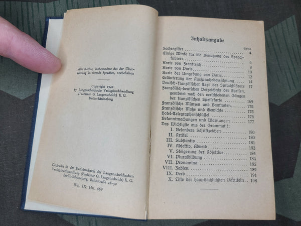 Metoula Sprachführer German-French Phrase Book 1940 (für den Soldaten)