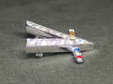 V for Victory Morse Code Rhinestone Pin