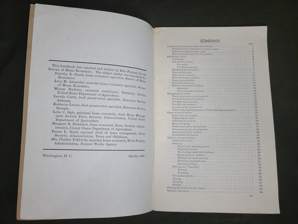 Community Food Preservation Centers Book 1941