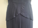 Dark Blue Rayon Dress with Peplum and Embroidery <br> (B-42" W-36" H-44)