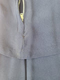Dark Blue Rayon Dress with Peplum and Embroidery <br> (B-42" W-36" H-44)