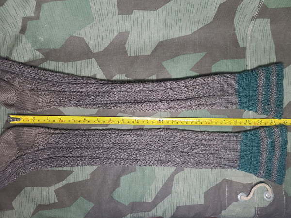 Long Gray Socks with Green Stripes