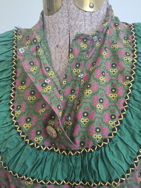 German Print Dirndl Dress <br> (B-34" W-27.5" H-42")