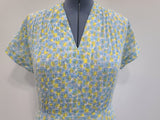 Blue and Yellow Print Dress <br> (B-41" W-34" H-41")