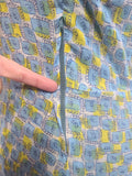 Blue and Yellow Print Dress <br> (B-41" W-34" H-41")