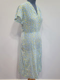 Blue and Yellow Print Dress <br> (B-41" W-34" H-41")