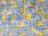 Blue and Yellow Print Dress <br> (B-41" W-34" H-41")