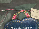 Wooden Painted Heart with Lazarett Tag