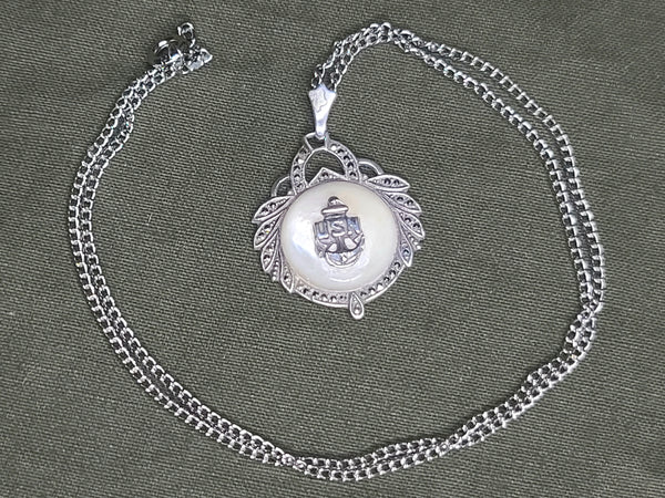US Navy Marcasite Sweetheart Necklace