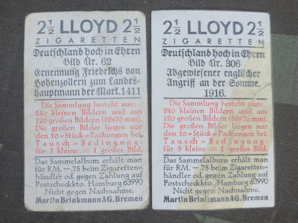 Lot of 20 Lloyd Cigarette Cards (Deutschland hoch in Ehren)