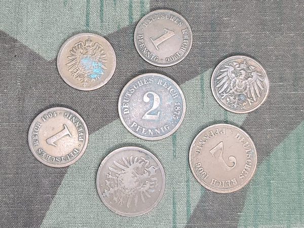 Imperial German Pfennig Coins WWI & Earlier (Lot of 7)