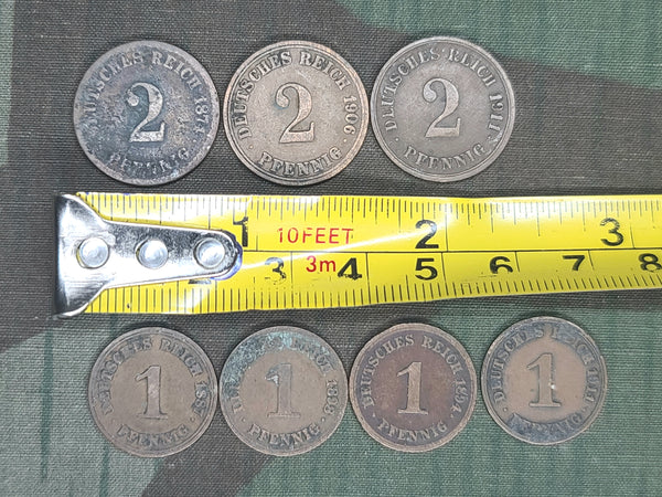Imperial German Pfennig Coins WWI & Earlier (Lot of 7)