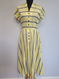 Yellow and Gray Stripe Dress <br> (B-36" W-27" H-38")
