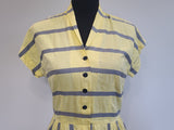 Yellow and Gray Stripe Dress <br> (B-36" W-27" H-38")