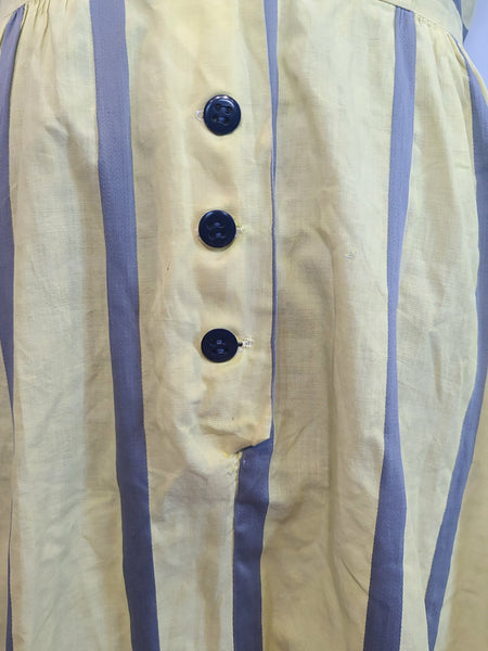 Yellow and Gray Stripe Dress <br> (B-36" W-27" H-38")