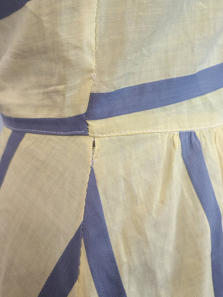 Yellow and Gray Stripe Dress <br> (B-36" W-27" H-38")