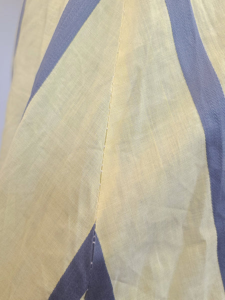 Yellow and Gray Stripe Dress <br> (B-36" W-27" H-38")