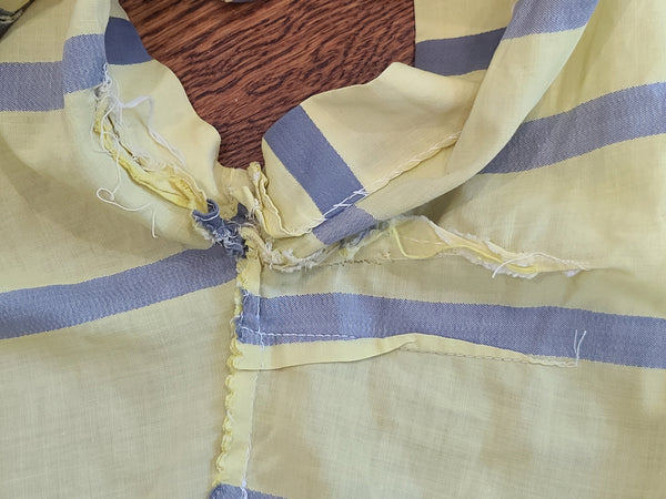 Yellow and Gray Stripe Dress <br> (B-36" W-27" H-38")