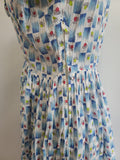 Blue and White Acorn Print Dress <br> (B-35" W-25" H-44")