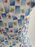 Blue and White Acorn Print Dress <br> (B-35" W-25" H-44")