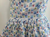 Blue and White Acorn Print Dress <br> (B-35" W-25" H-44")